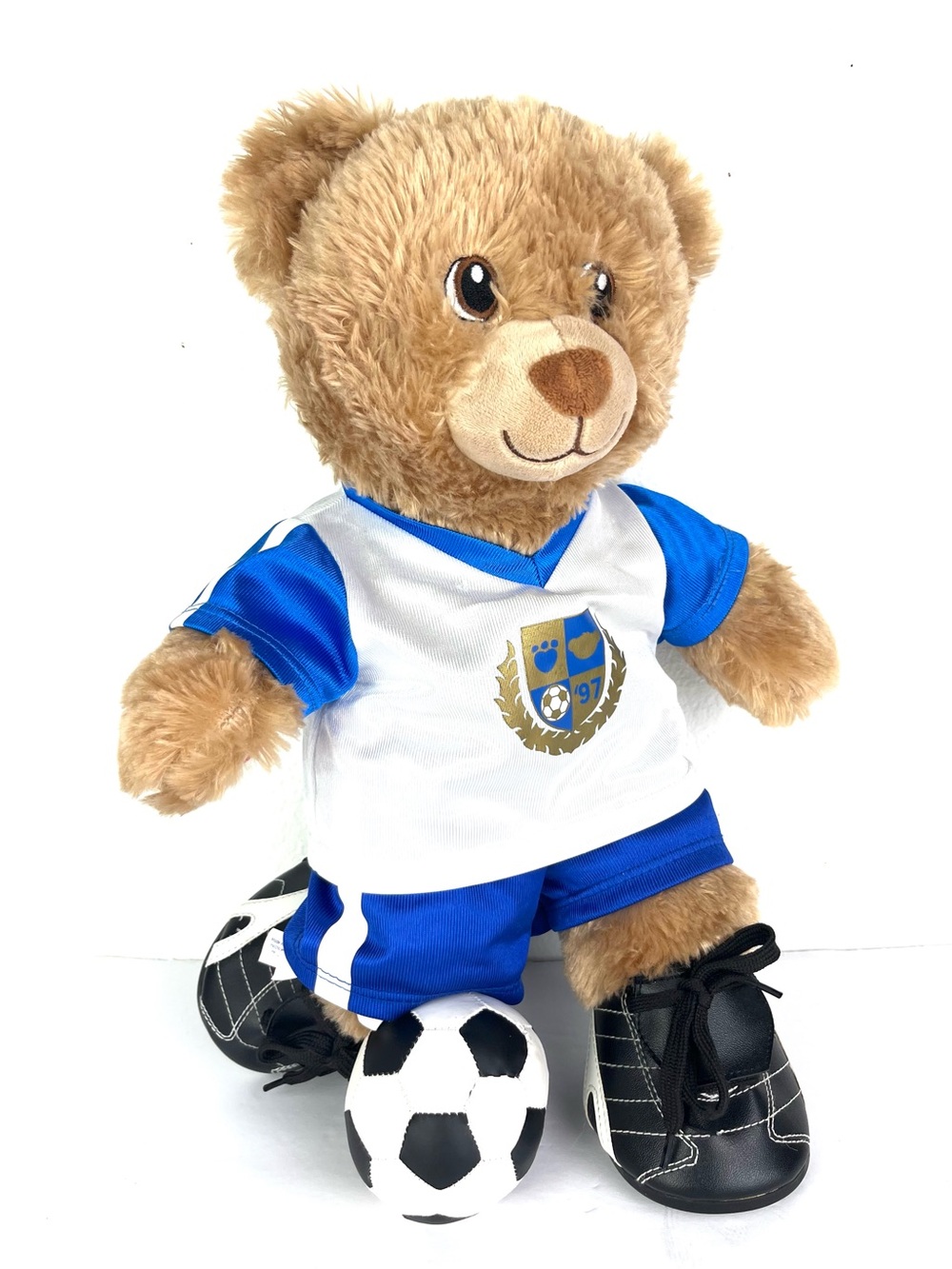 Build A Bear Plush Soccer Ball Teddy Bear Blue Jersey Cleats